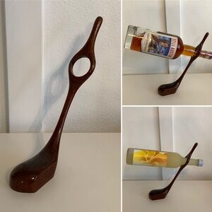 Golf Club Wooden Wine Liquor Bottle Holder Sculpture Great Gift